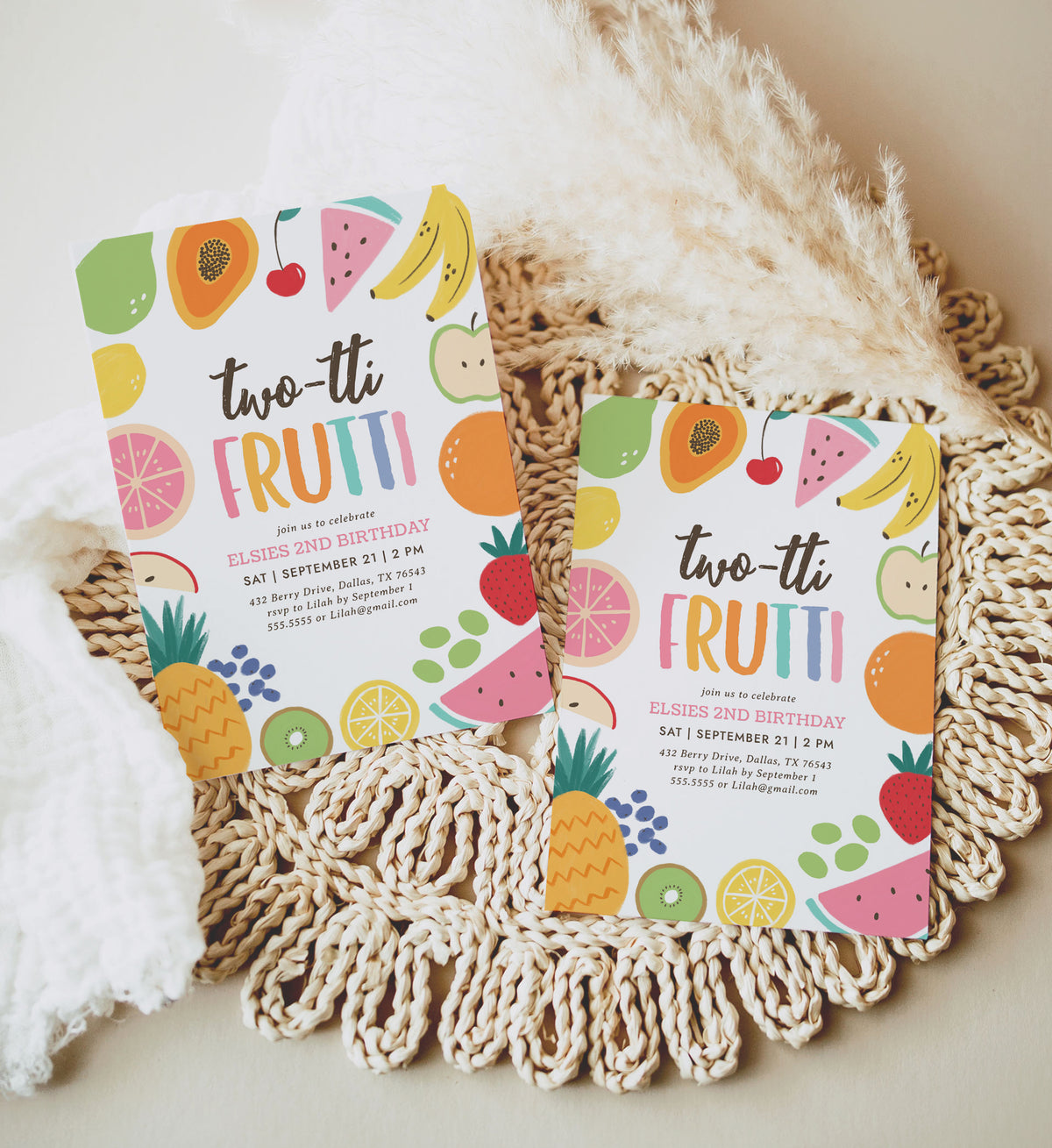 Editable Fruit Birthday Invitation Template