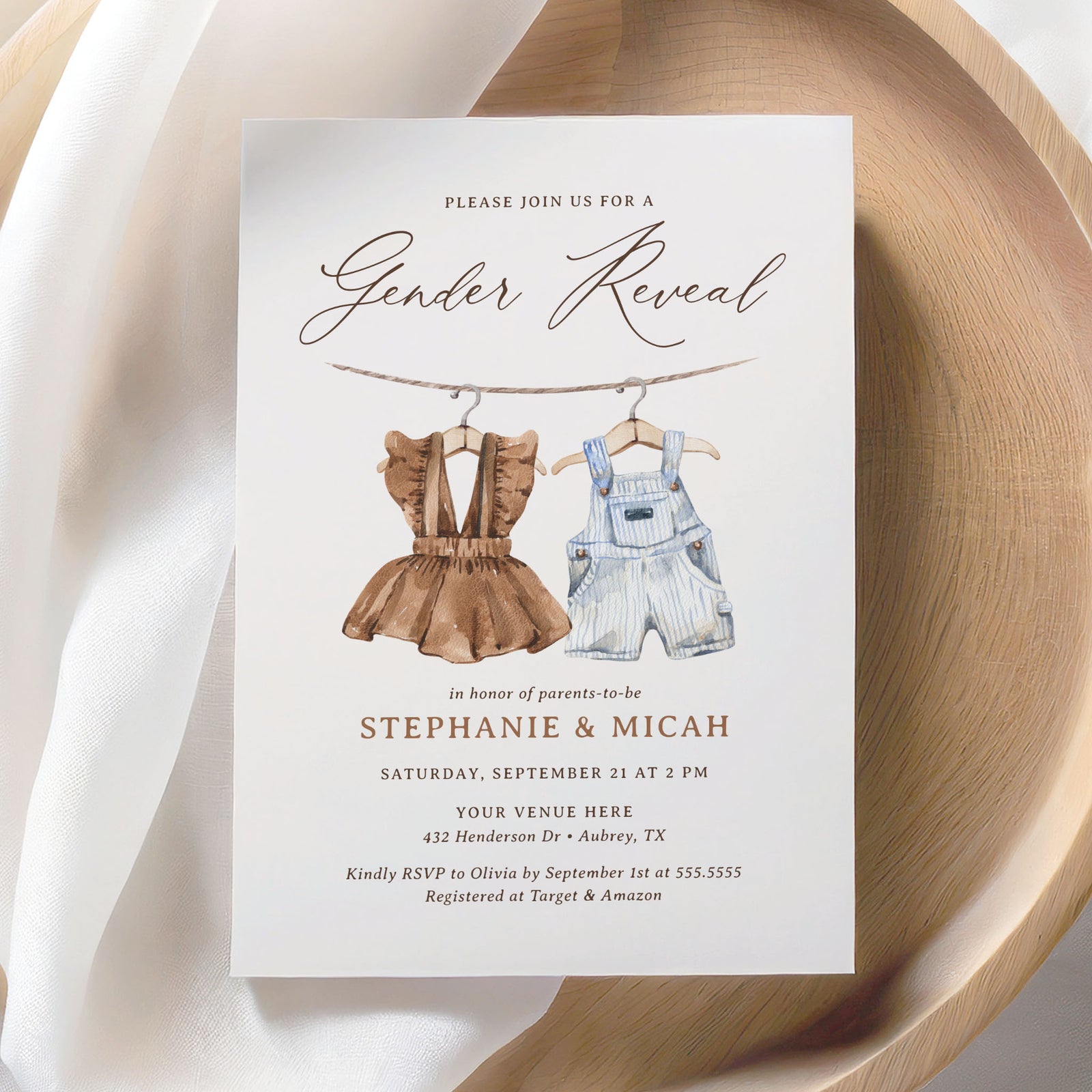 Baby Clothes Gender Reveal Invitation Template