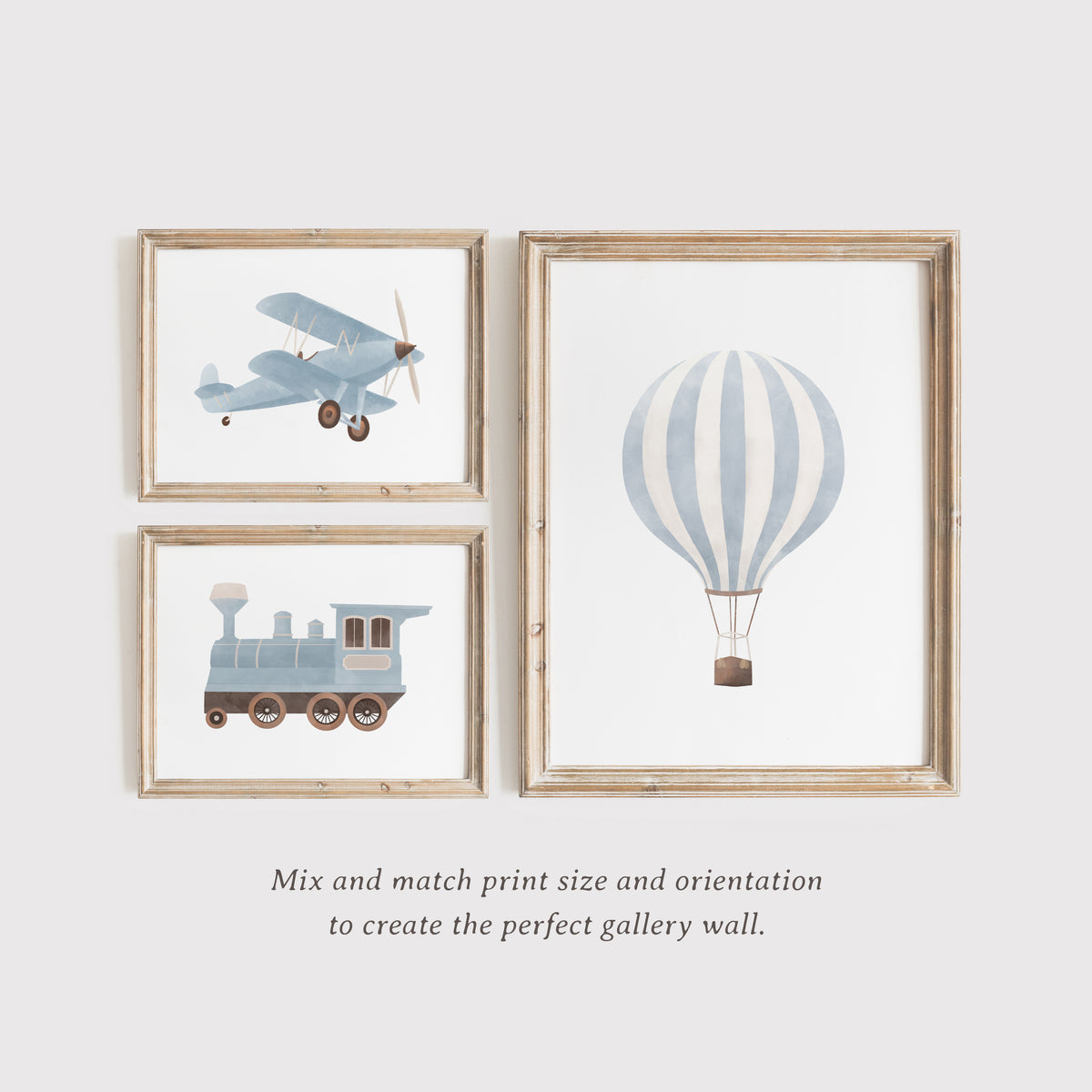 Blue Vintage Transportation Vehicles - 5 Print Bundle