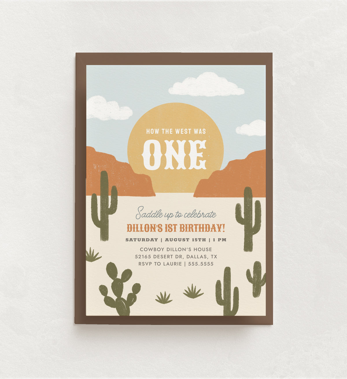 Editable How the West Was One Birthday Invitation Template