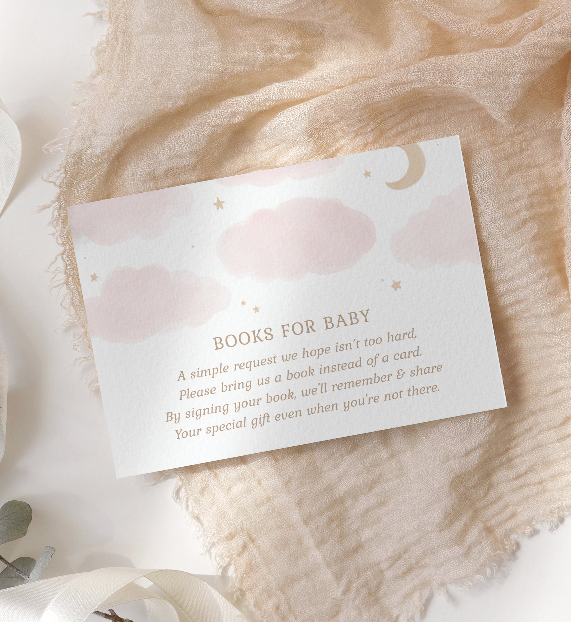 Editable Pink Moon and Stars Books for Baby Insert