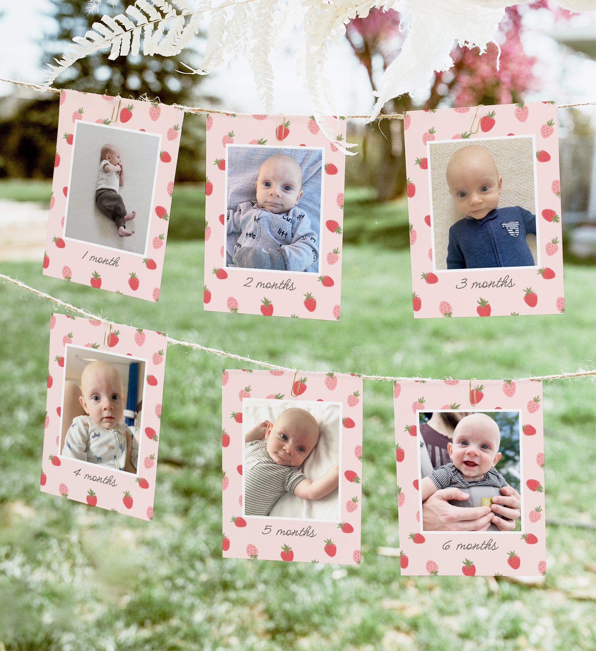 Editable Strawberry Birthday Photo Banner Template