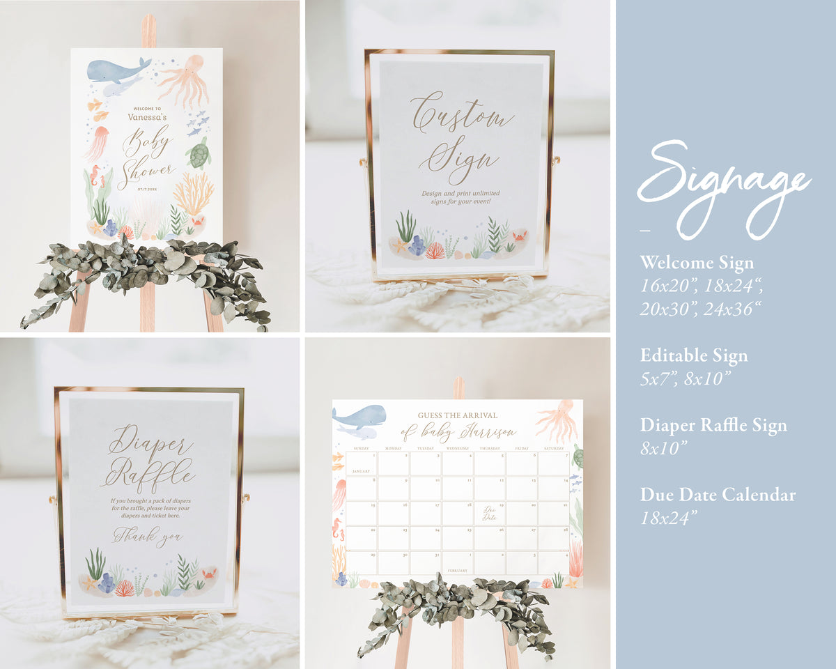 Editable Under the Sea Baby Shower Invitation Bundle