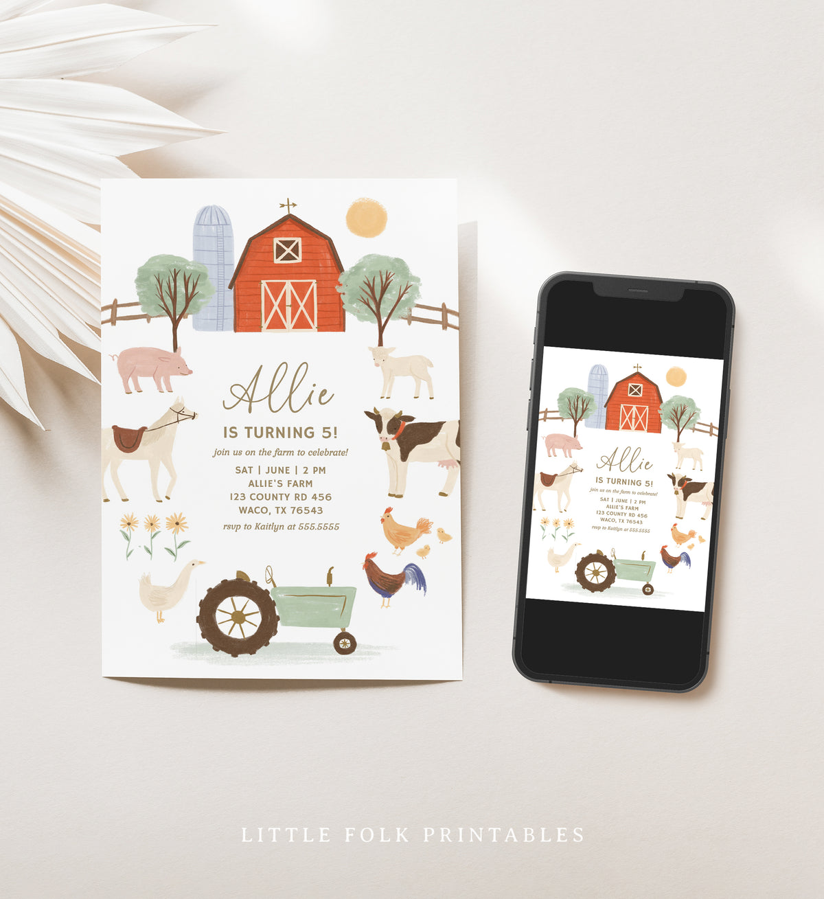 Editable Farm Birthday Party Invitation Template