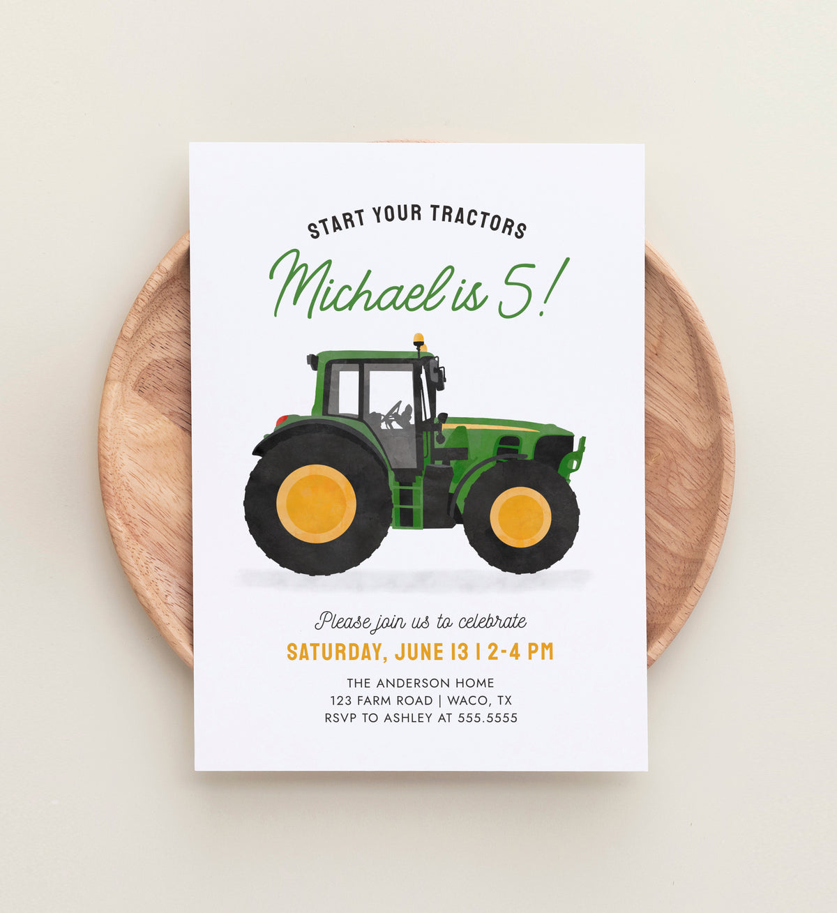 Tractor Birthday Invitation Template