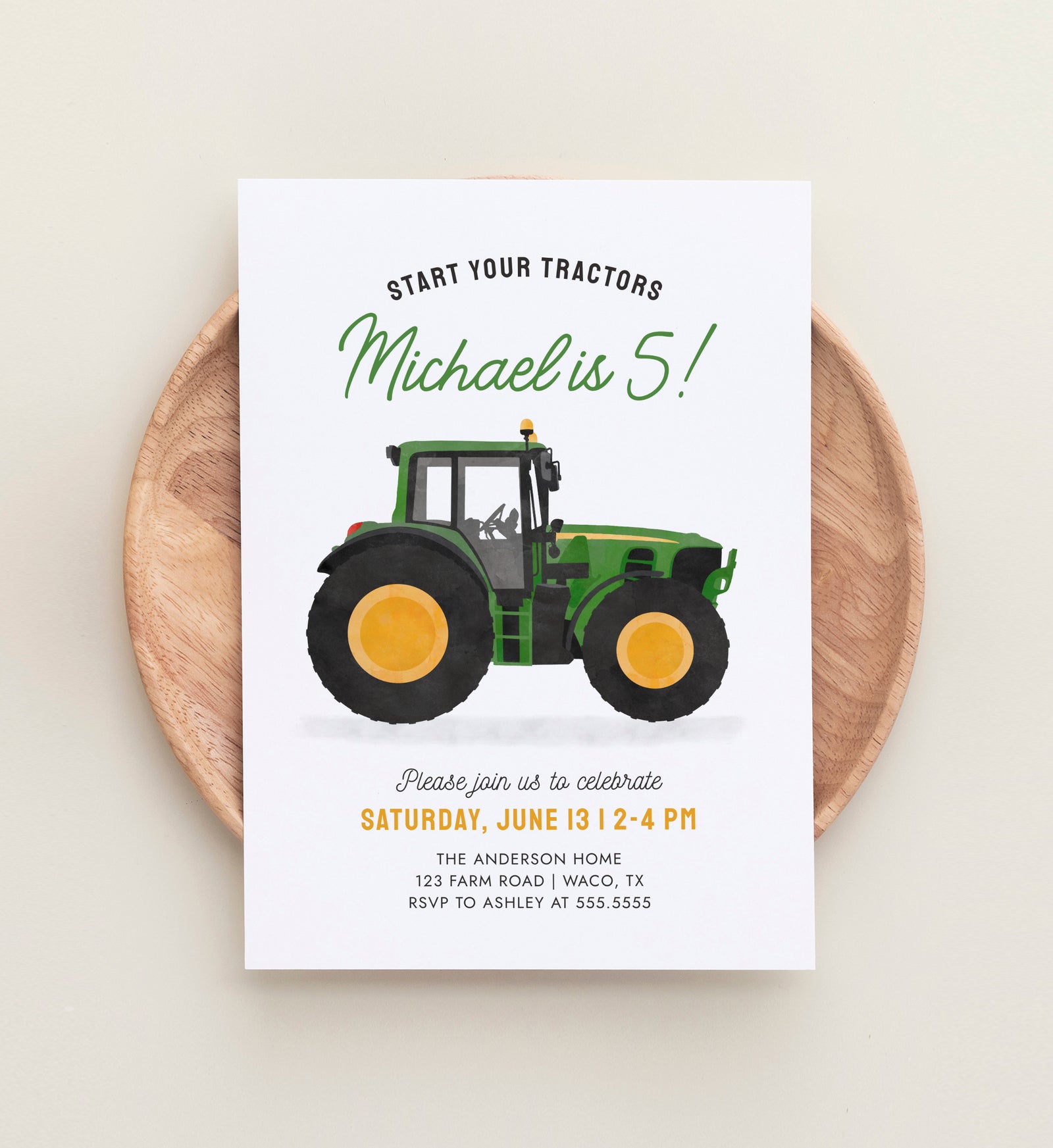 Tractor Birthday Invitation Template
