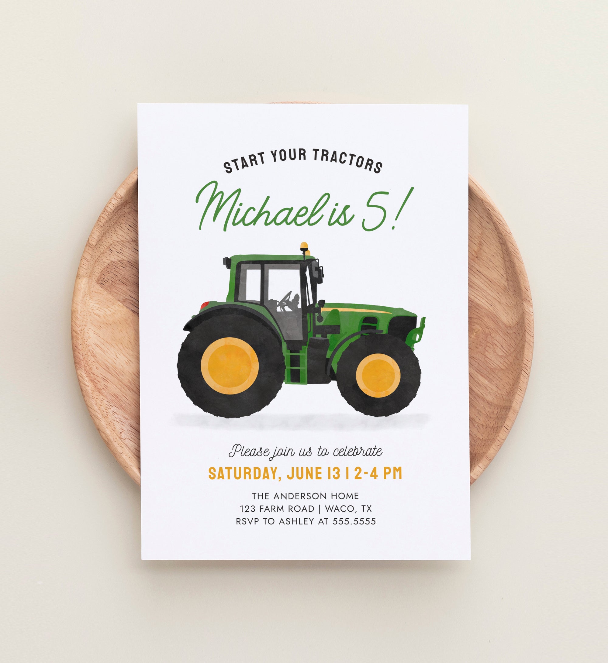 Tractor Birthday Invitation Template