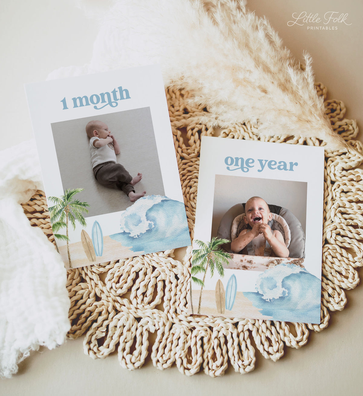 Editable Surf Birthday Photo Banner Template