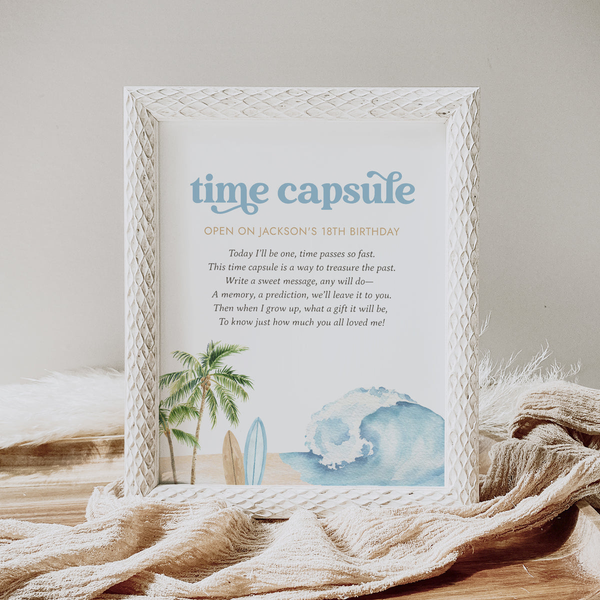 Editable Surf Birthday Time Capsule Template