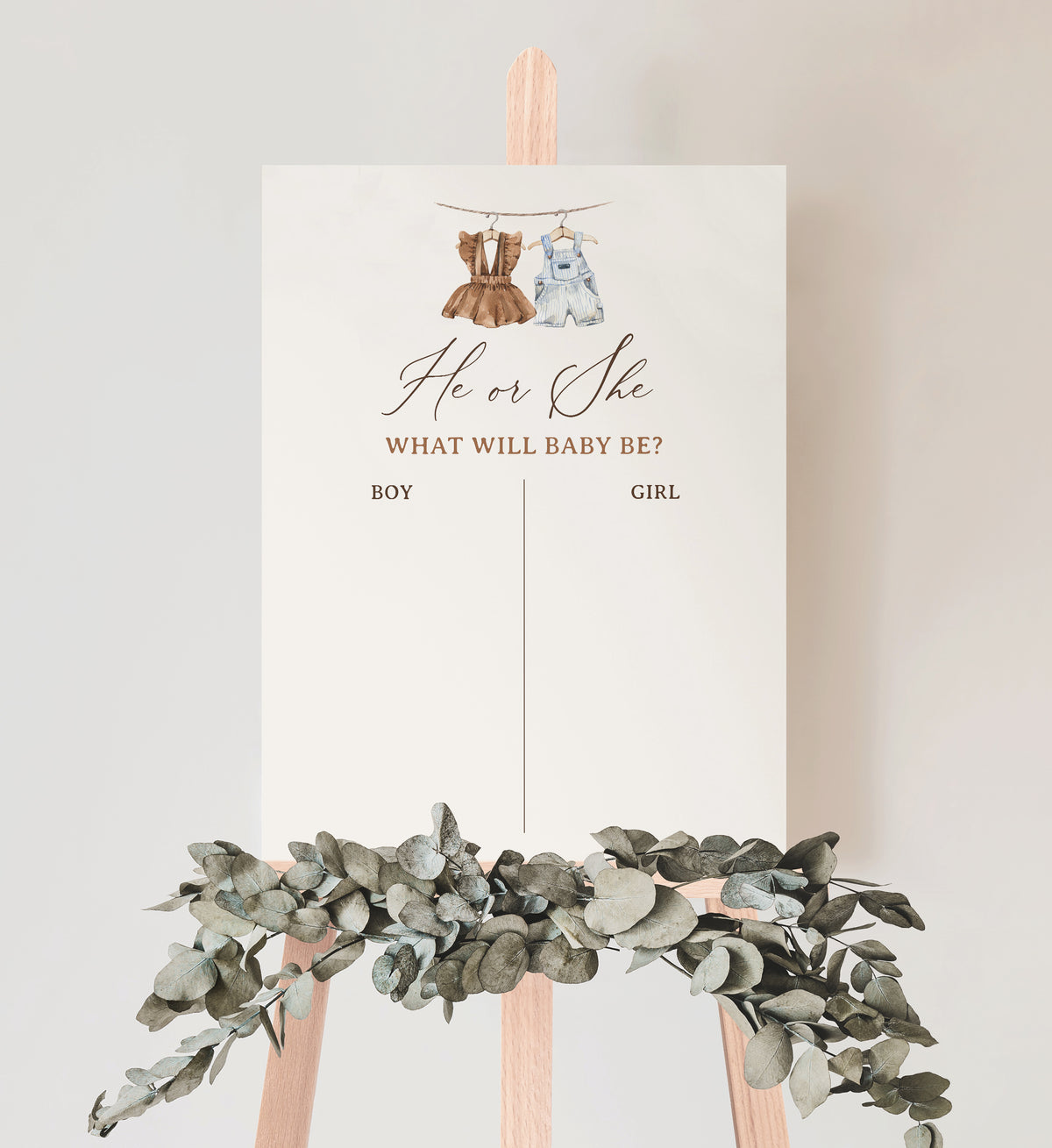 Baby Clothes Gender Reveal Guess the Gender Sign Template