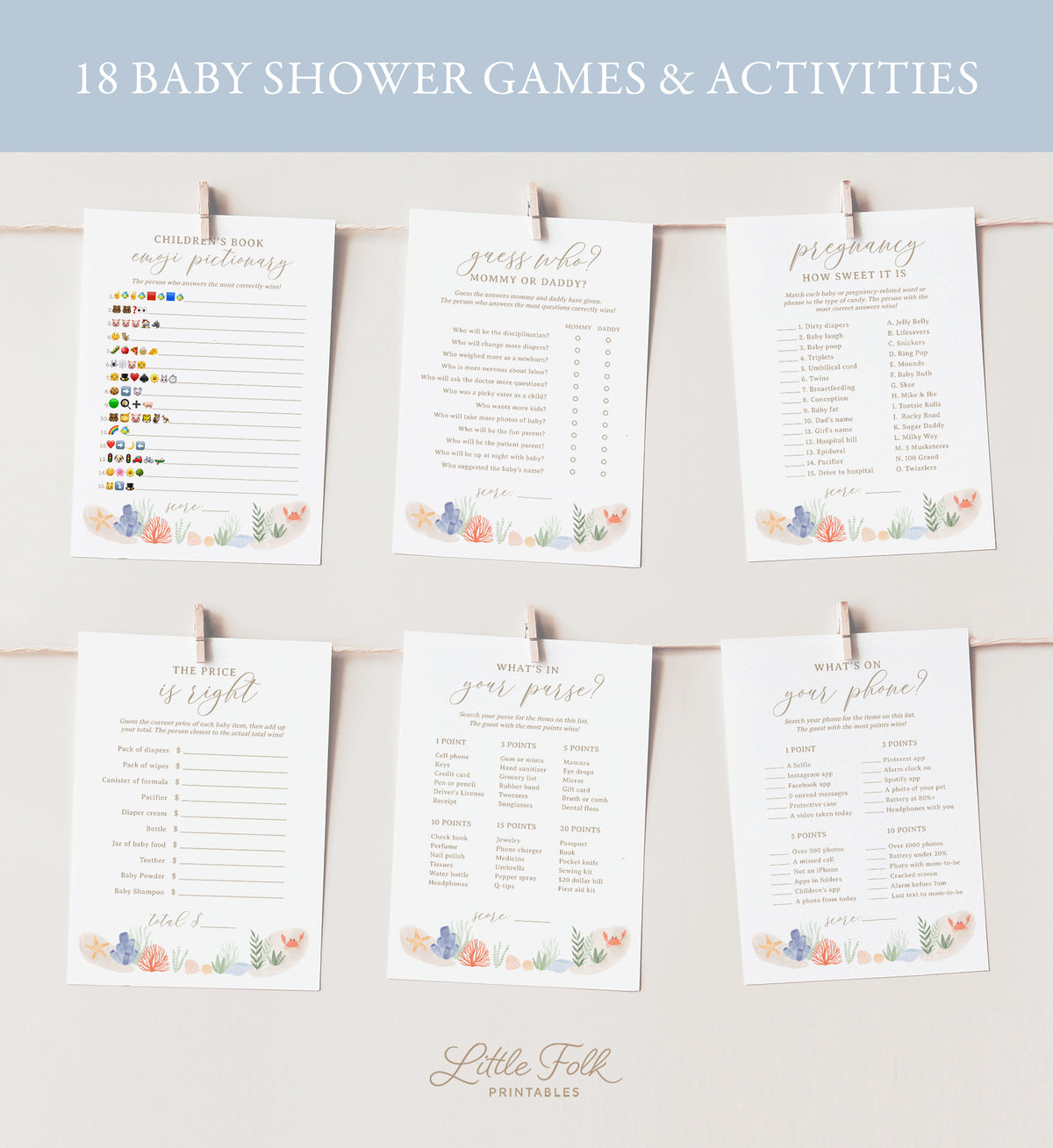 Editable Under the Sea Baby Shower Games