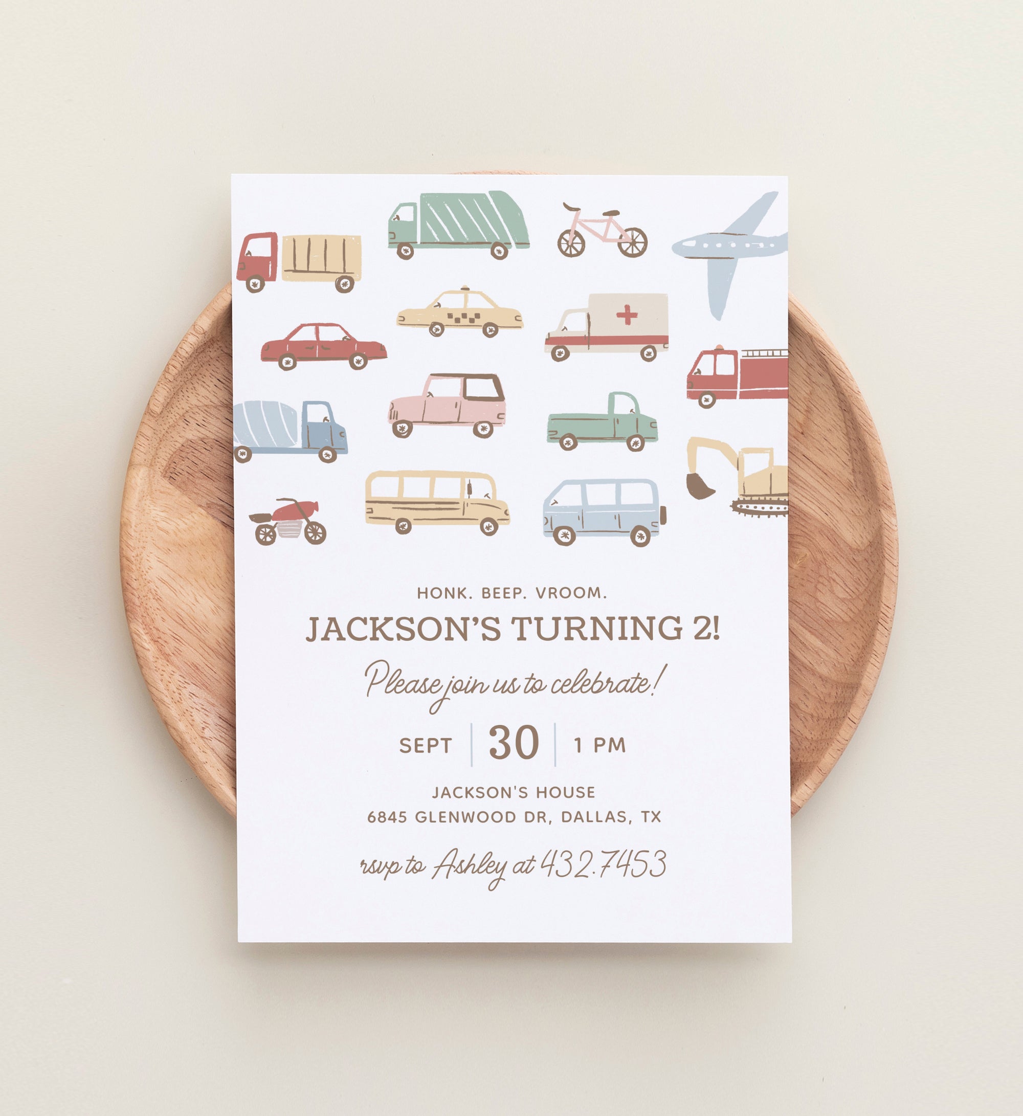 Editable Transportation Birthday Party Invitation Template