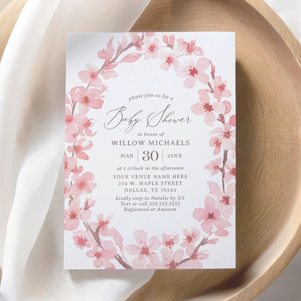 Cherry Blossom Baby Shower Invitation