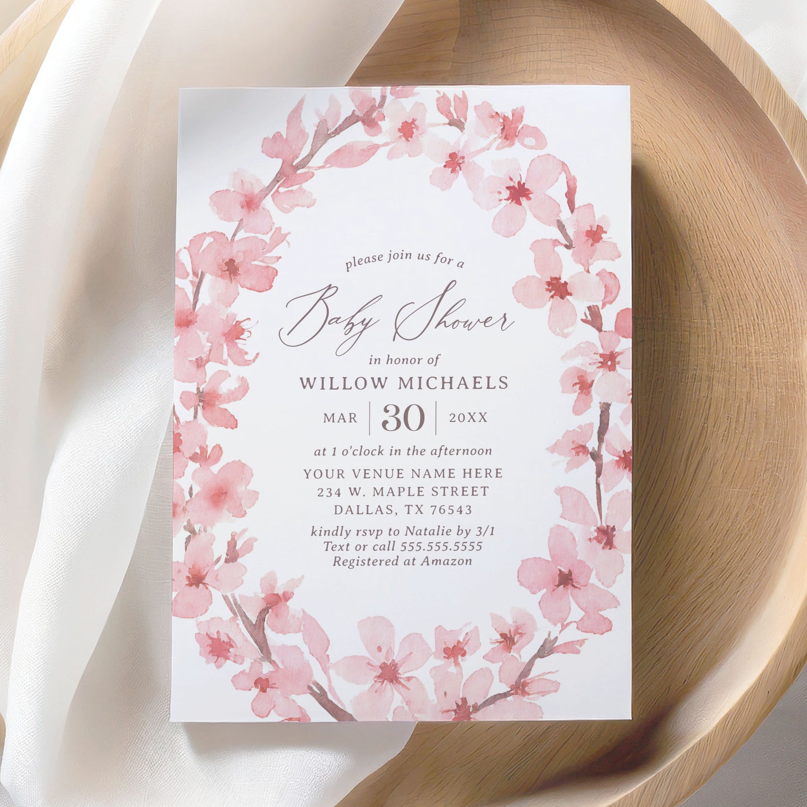 Cherry Blossom Baby Shower Invitation