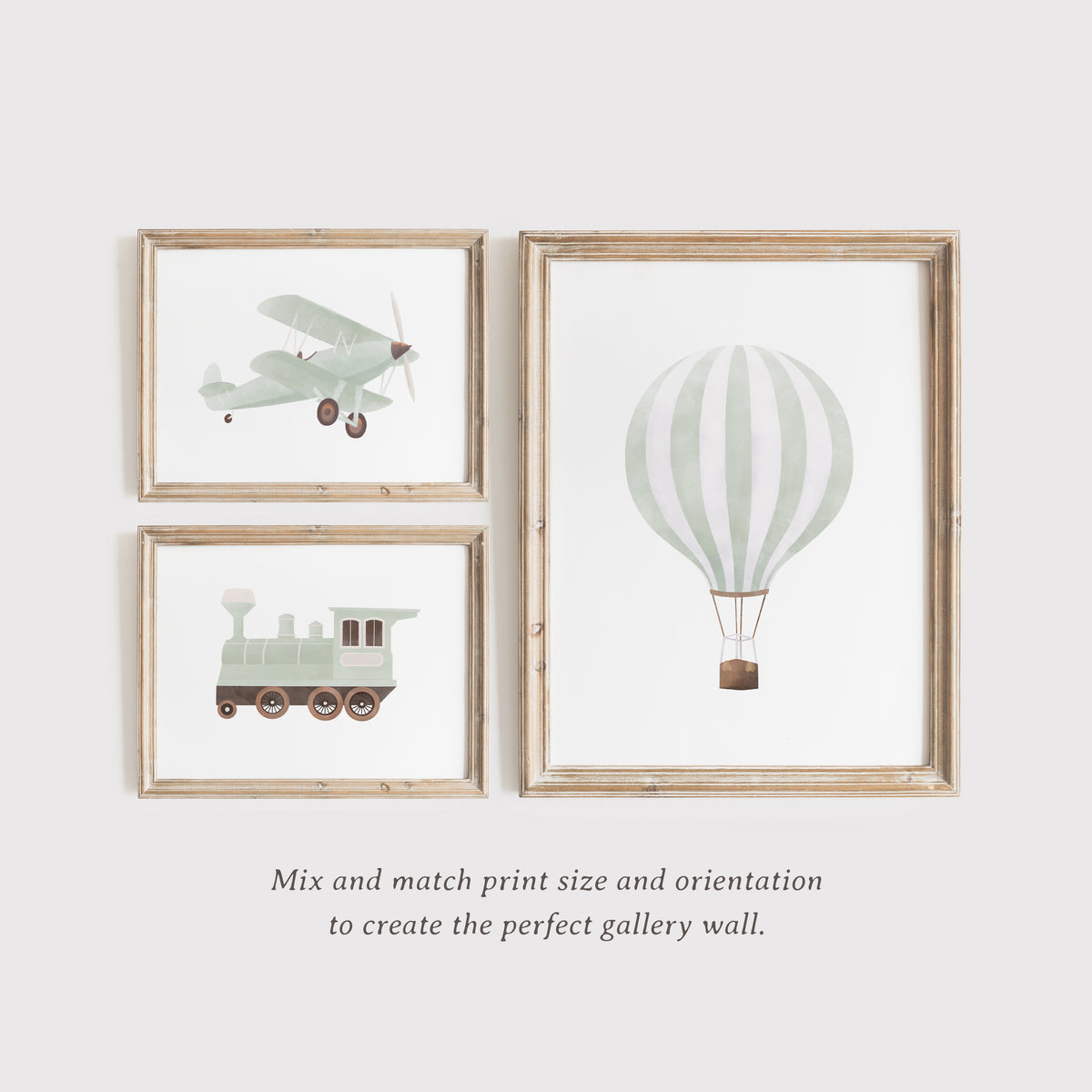 Green Vintage Transportation Vehicles - 5 Print Bundle