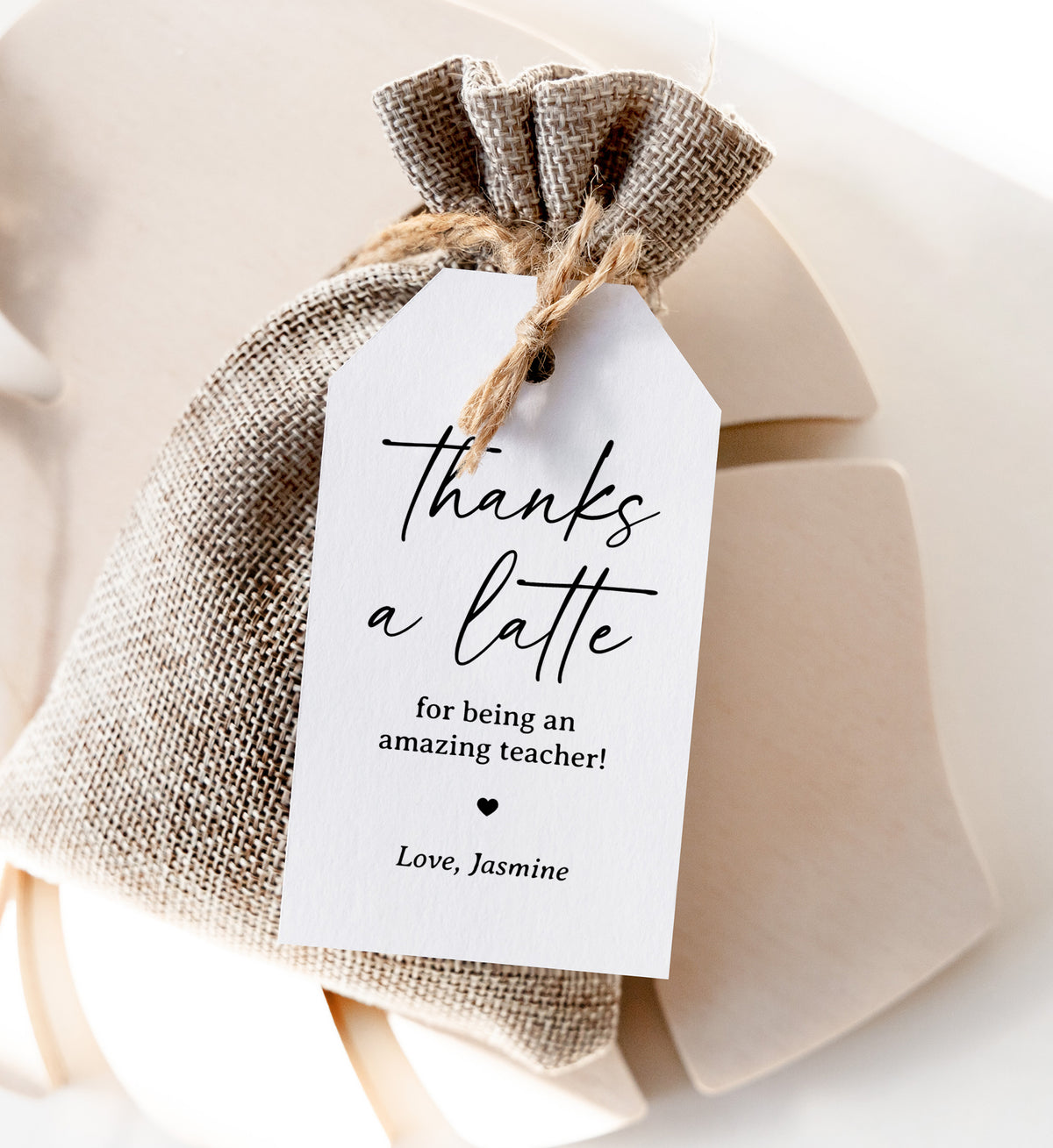 Minimalist Thanks a Latte Teacher Appreciation Tag Template
