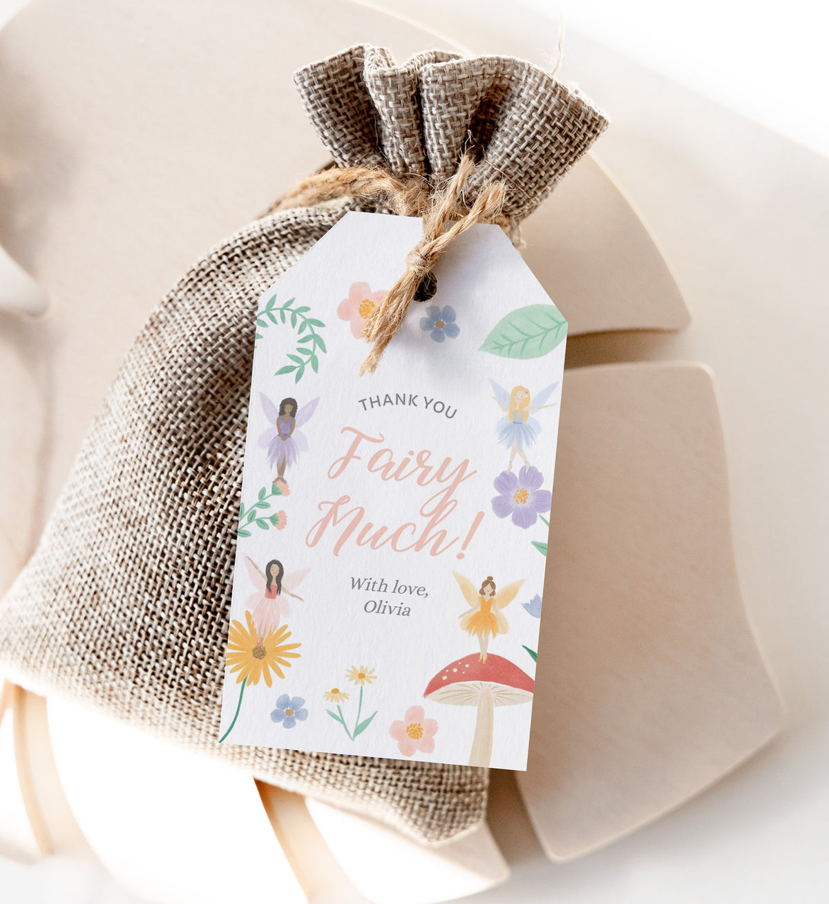 Editable Fairy Birthday Favor Tag Template