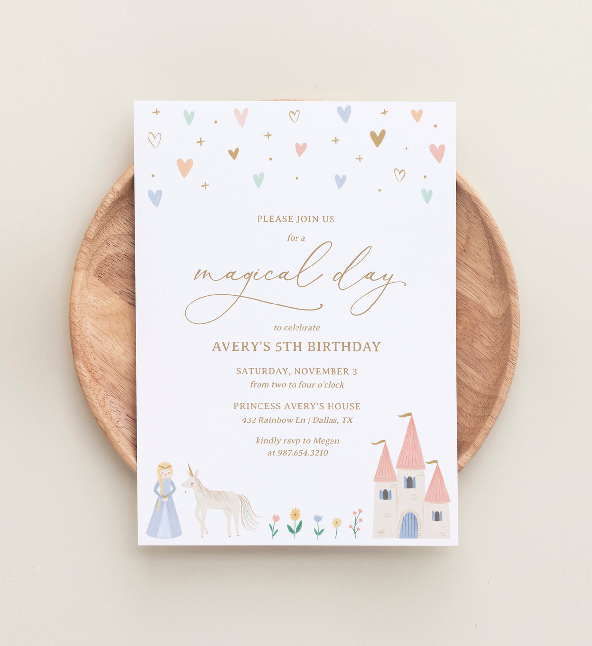 Editable Princess Birthday Party Invitation Template