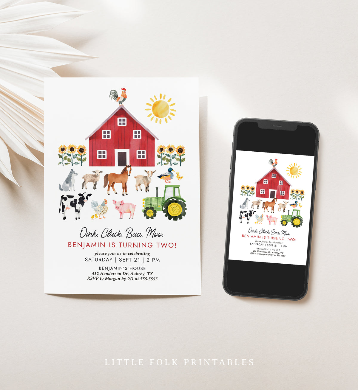 Editable Farm Animals Birthday Invitation Template