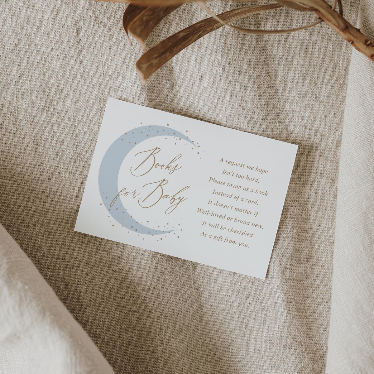 Blue Over the Moon Baby Shower Books for Baby Template