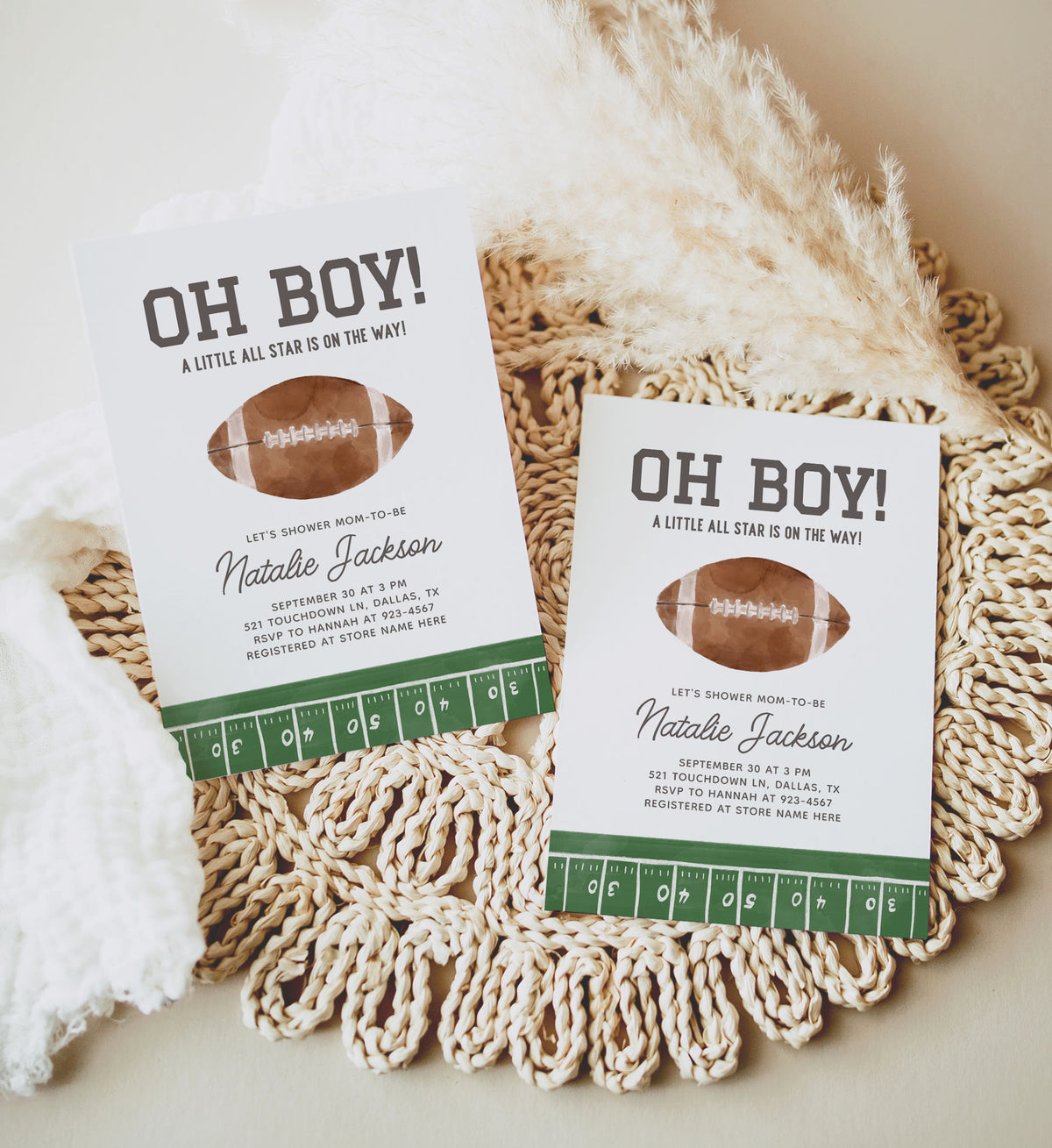 Editable Football Baby Shower Invitation Template