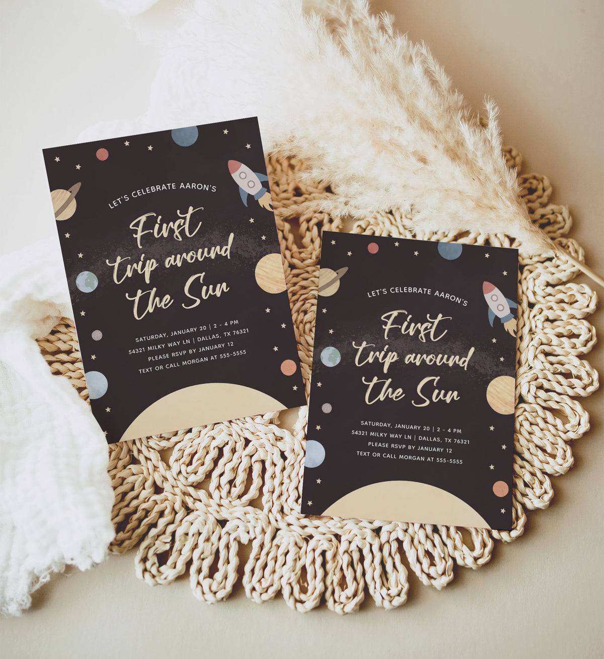 Outer Space 1st Birthday Invitation