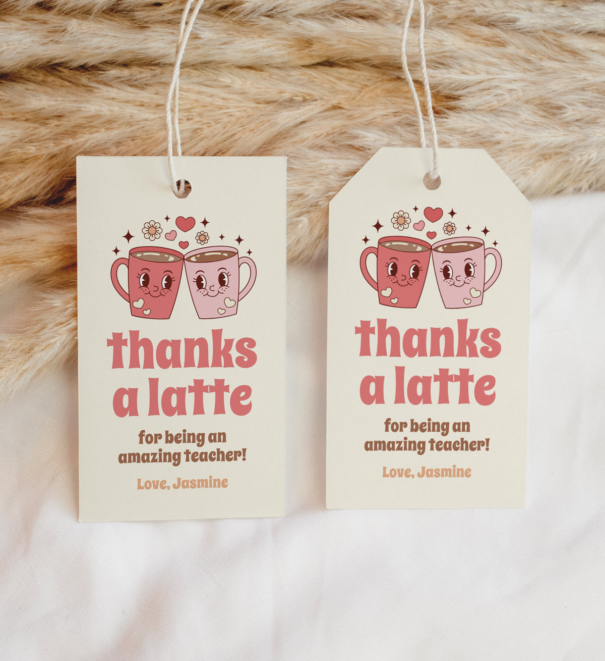 Retro Thanks a Latte Teacher Appreciation Tag Template