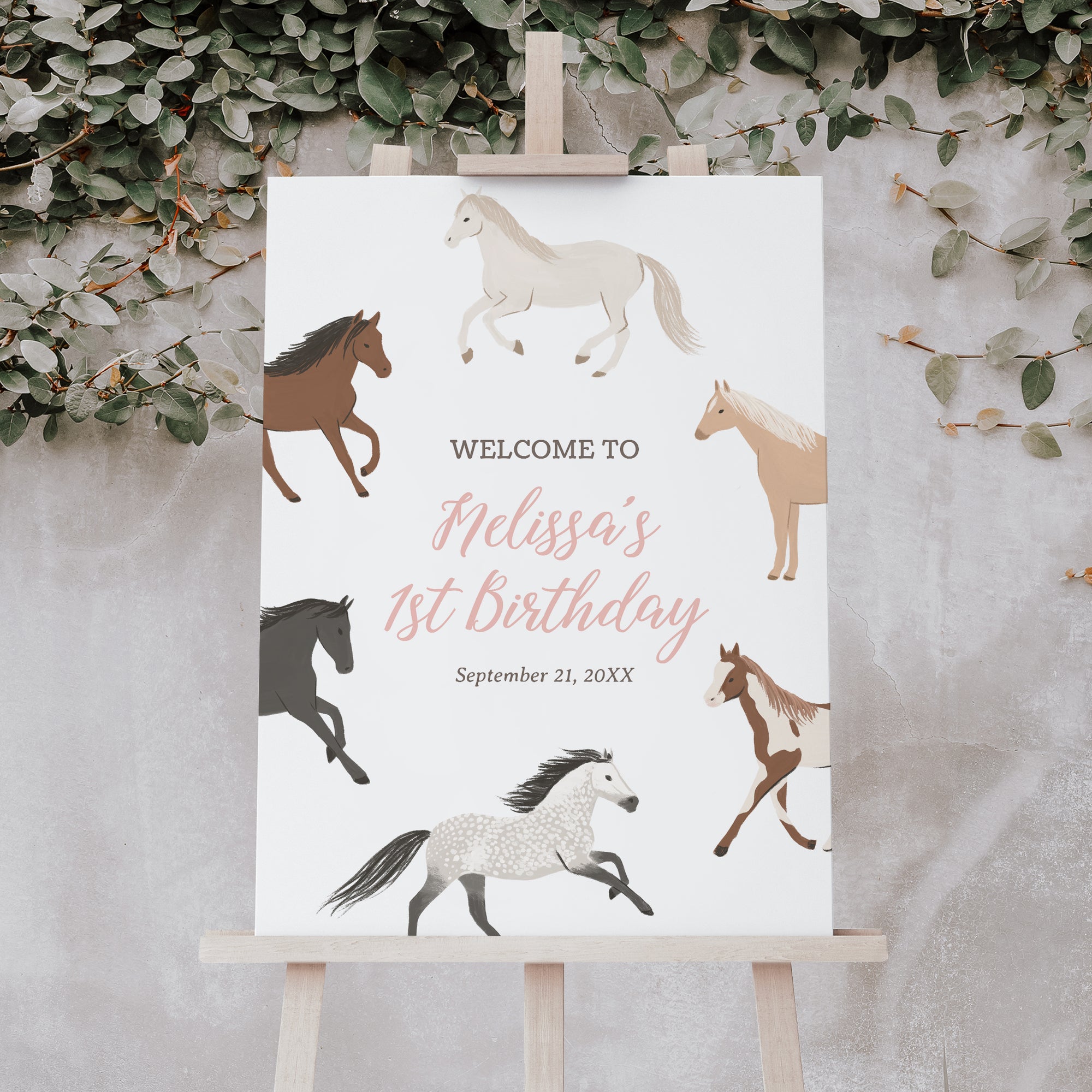 Editable Horse Birthday Welcome Sign Template