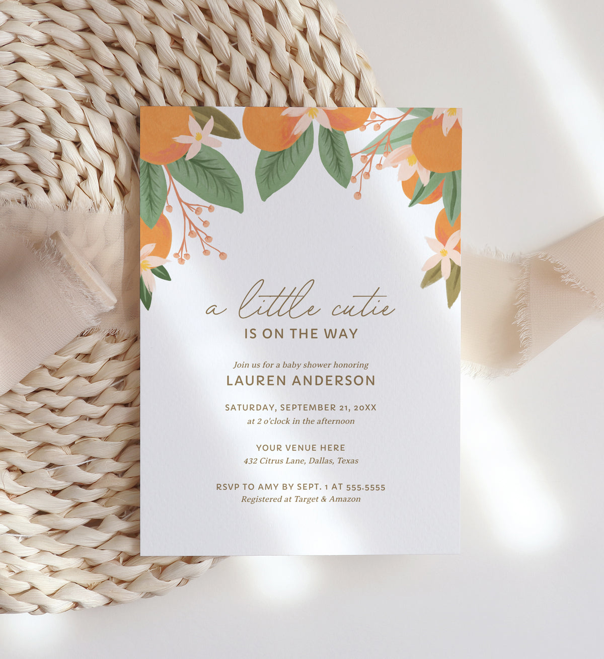 A Little Cutie is on the Way Baby Shower Invitation Template