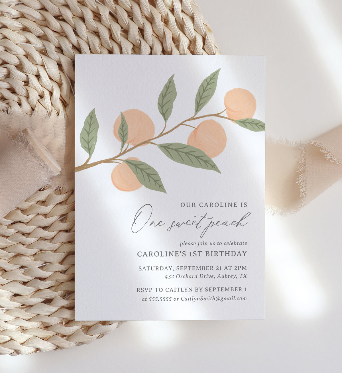 Editable Peach Birthday Invitation Template