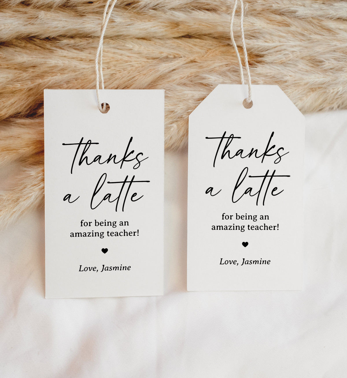 Minimalist Thanks a Latte Teacher Appreciation Tag Template