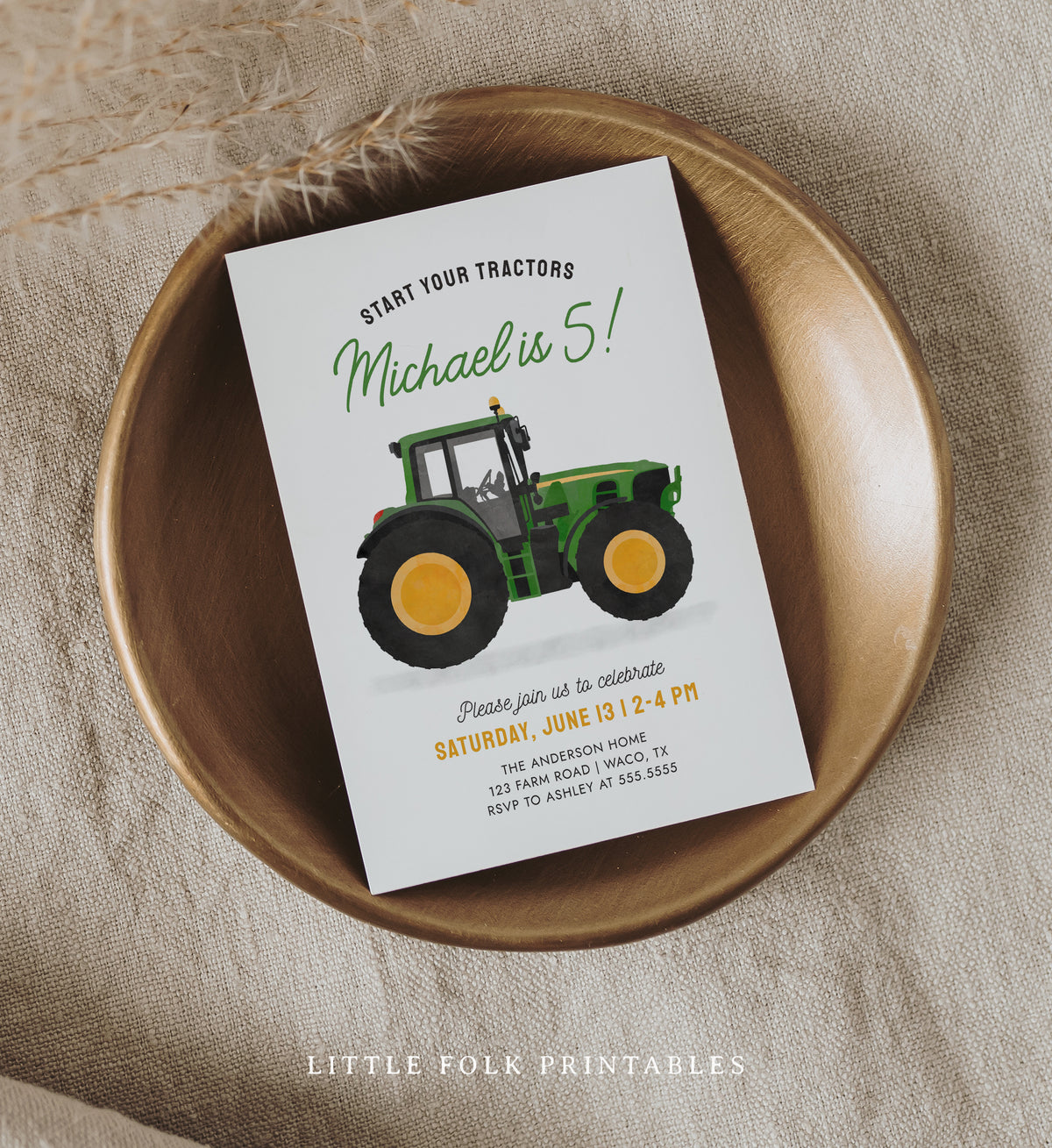 Tractor Birthday Invitation Template