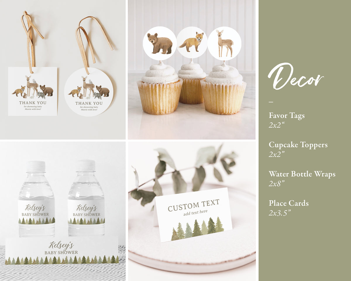 Editable Woodland Baby Shower Invitation Bundle