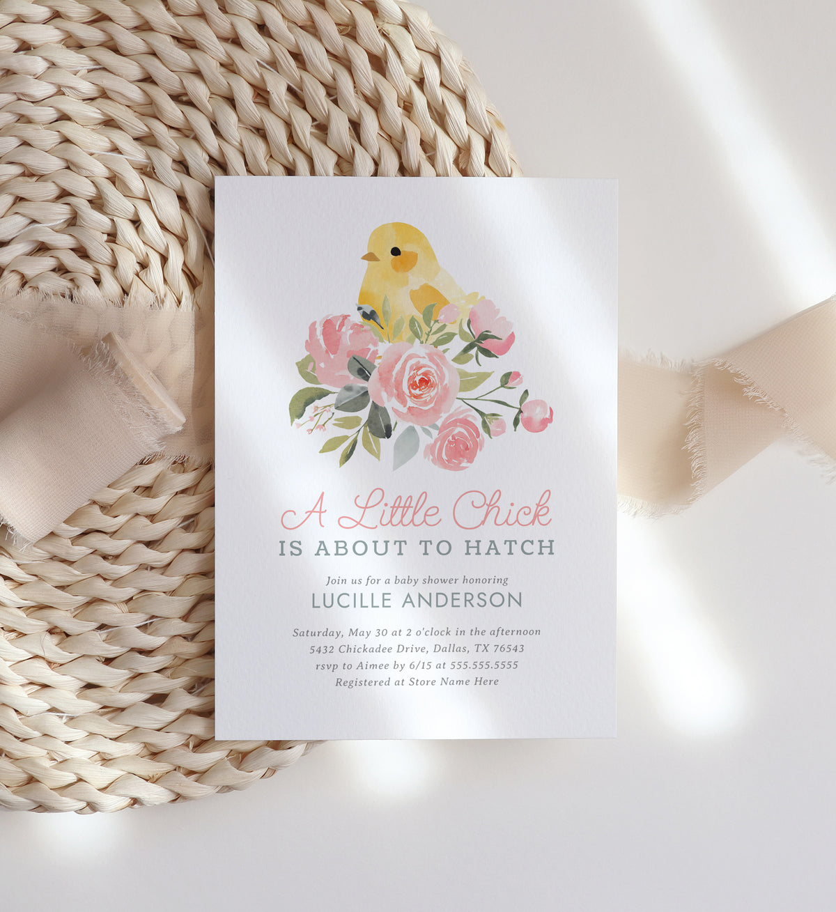 Editable Little Chick Baby Shower Invitation Template