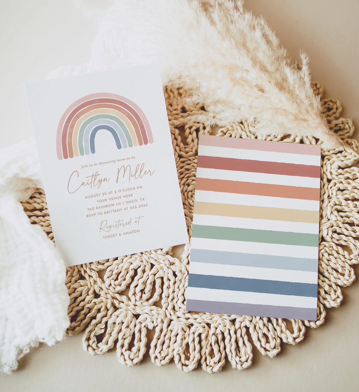 Editable Rainbow Baby Shower Invitation Template