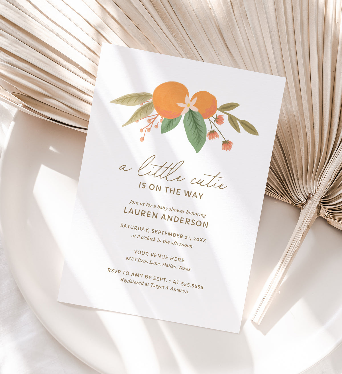 A Little Cutie is on the Way Baby Shower Invitation Template No. 2