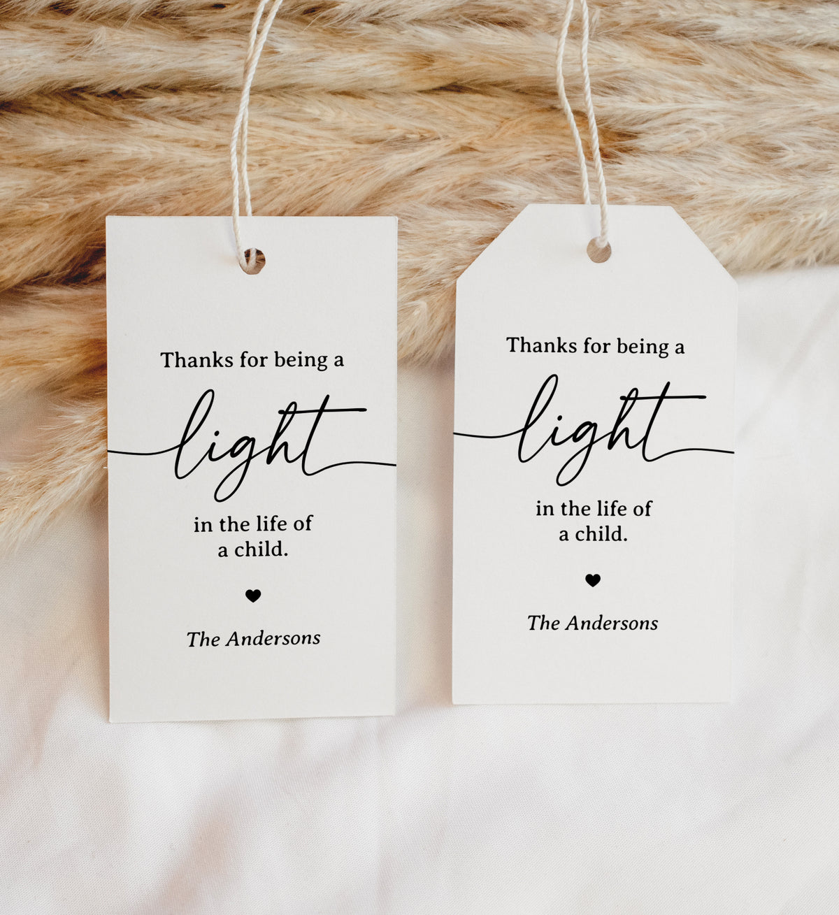 Editable Thanks for Being a Light Teacher Appreciation Tag Template