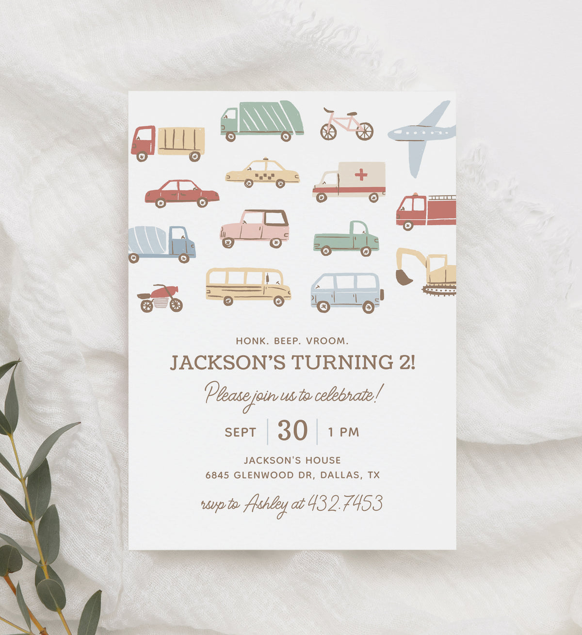 Editable Transportation Birthday Party Invitation Template