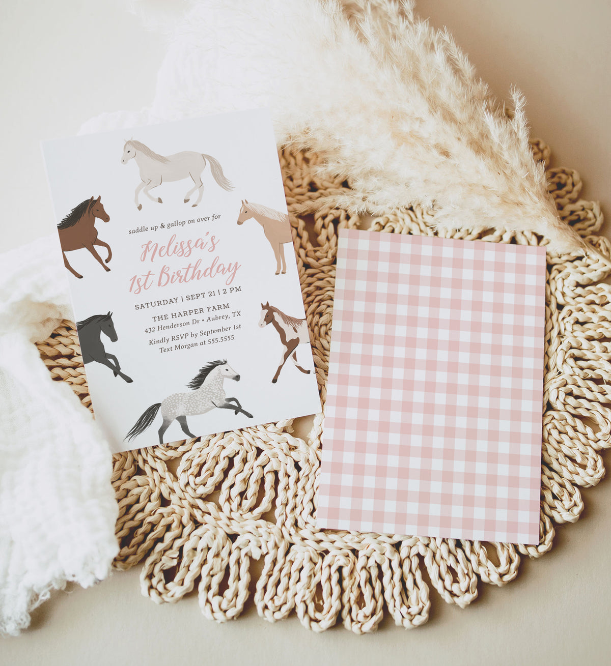 Editable Horse Birthday Party Invitation Template