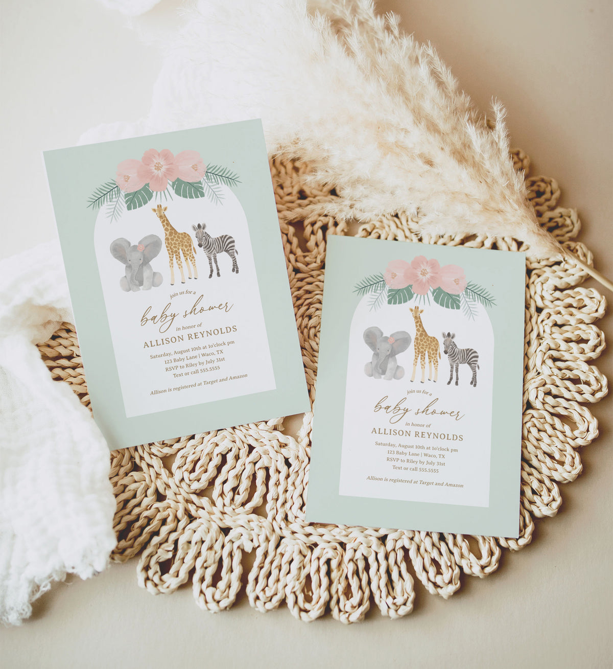 Safari Babies Baby Shower Invitation Template