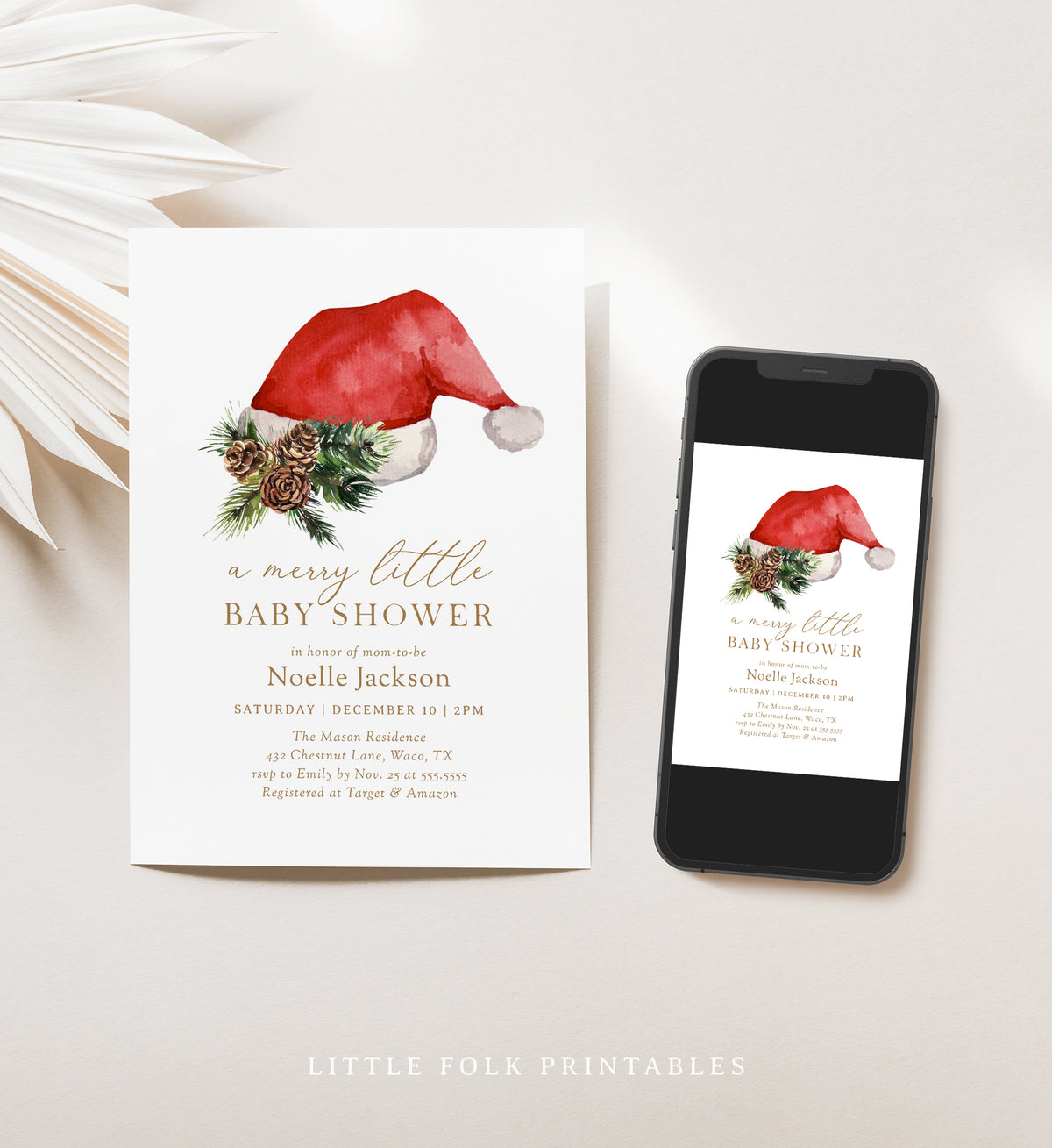 Santa Hat Baby Shower Invitation