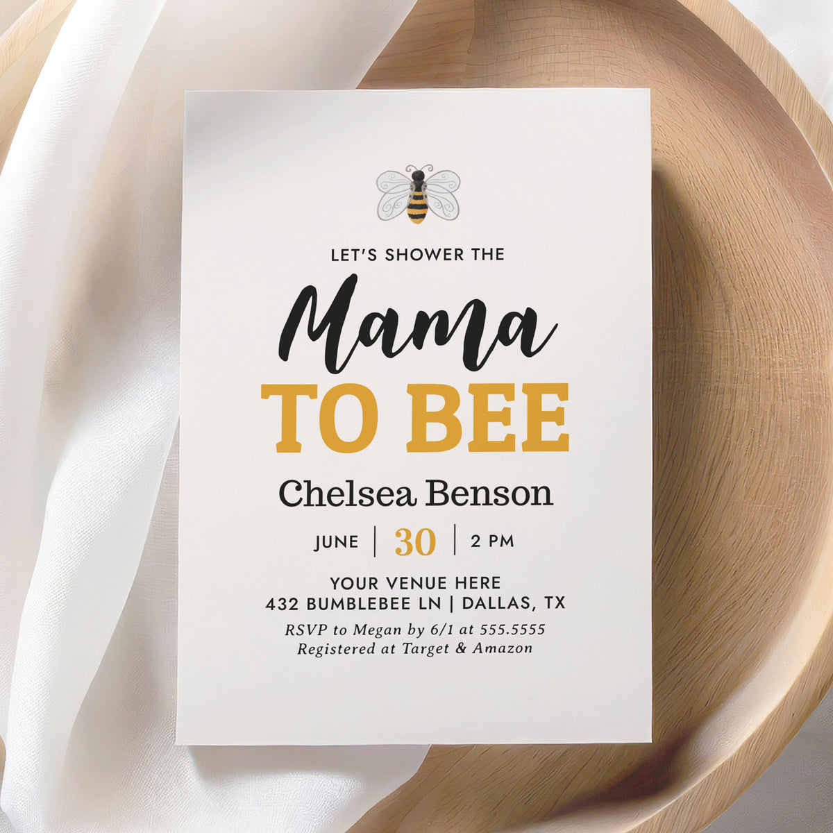Mama to Bee Baby Shower Invitation