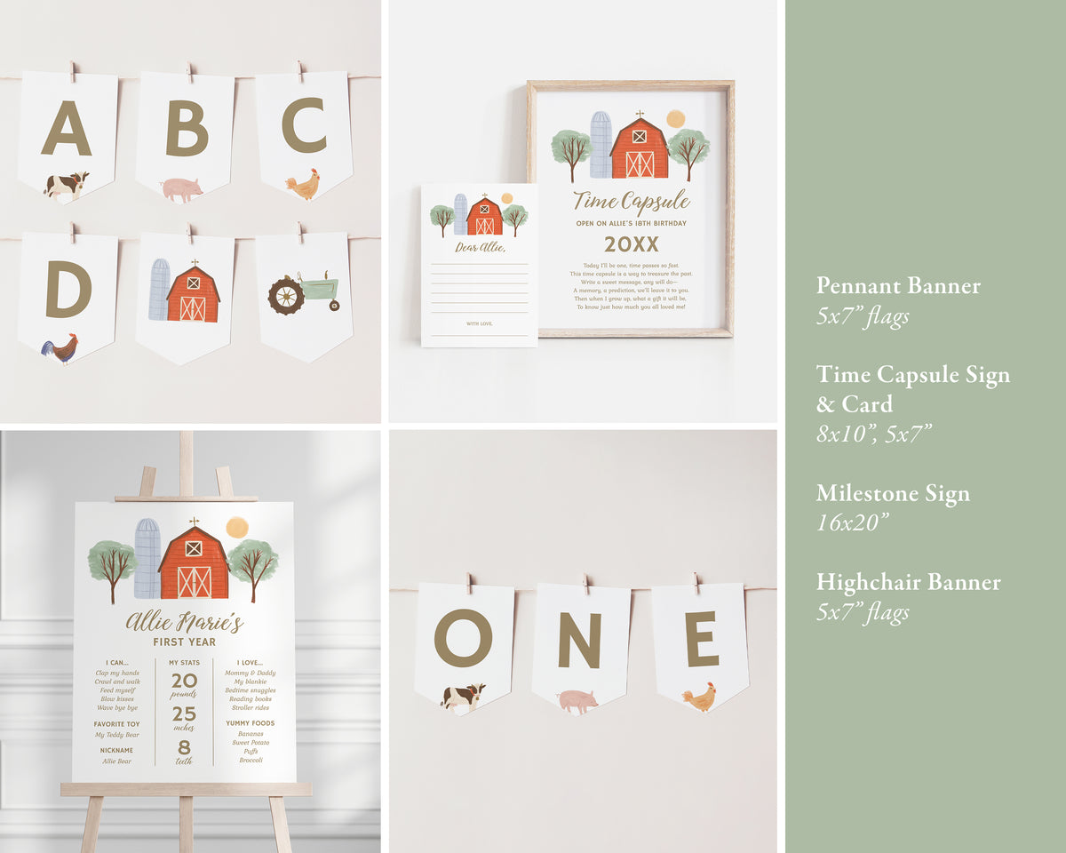 Editable Farm 1st Birthday Bundle