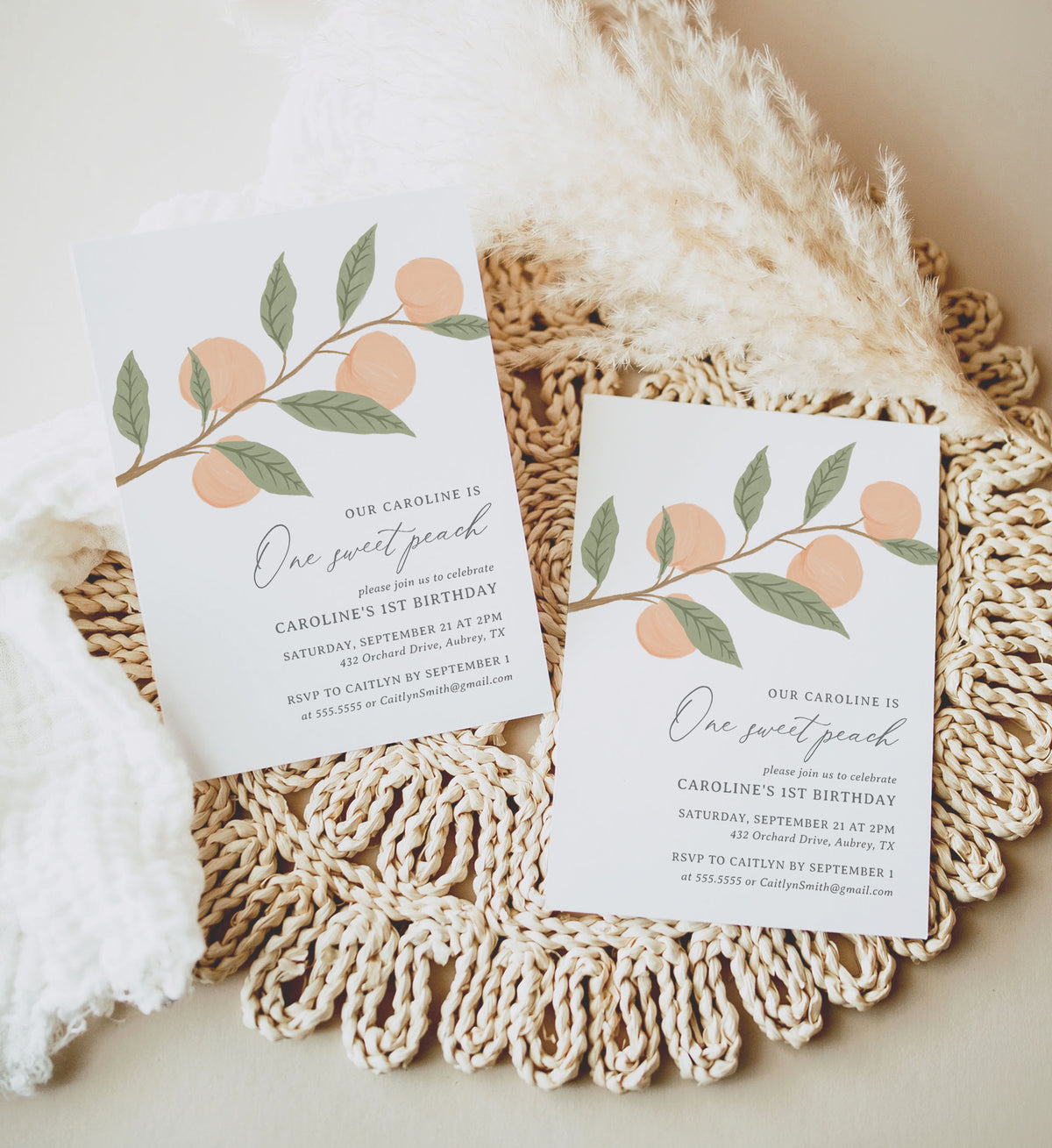 Editable Peach Birthday Invitation Template