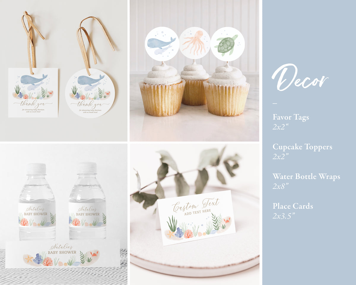 Editable Under the Sea Baby Shower Invitation Bundle