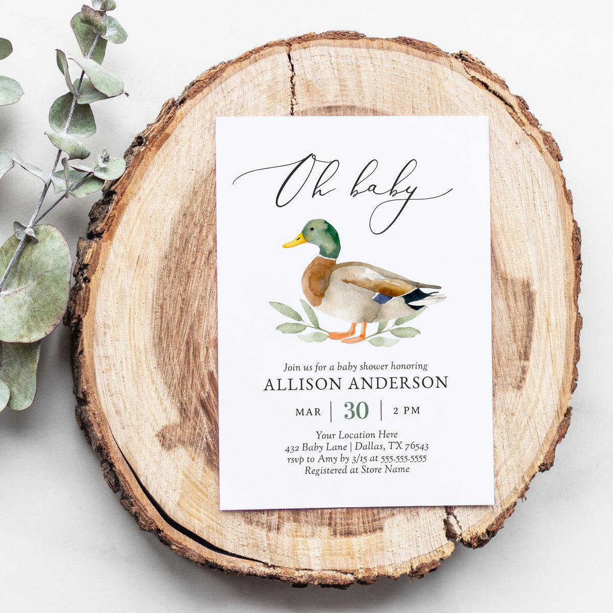 Editable Duck Baby Shower Invitation Template