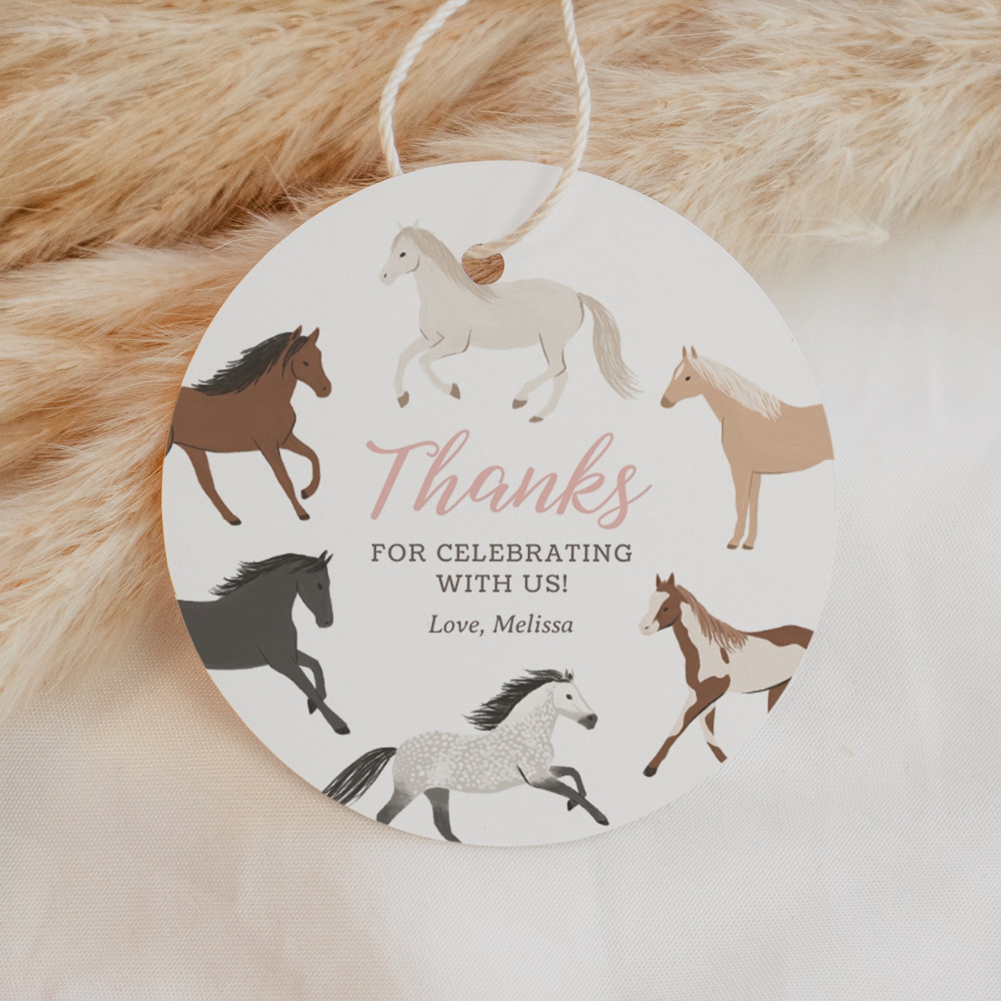 Editable Horse Birthday Favor Tag Template