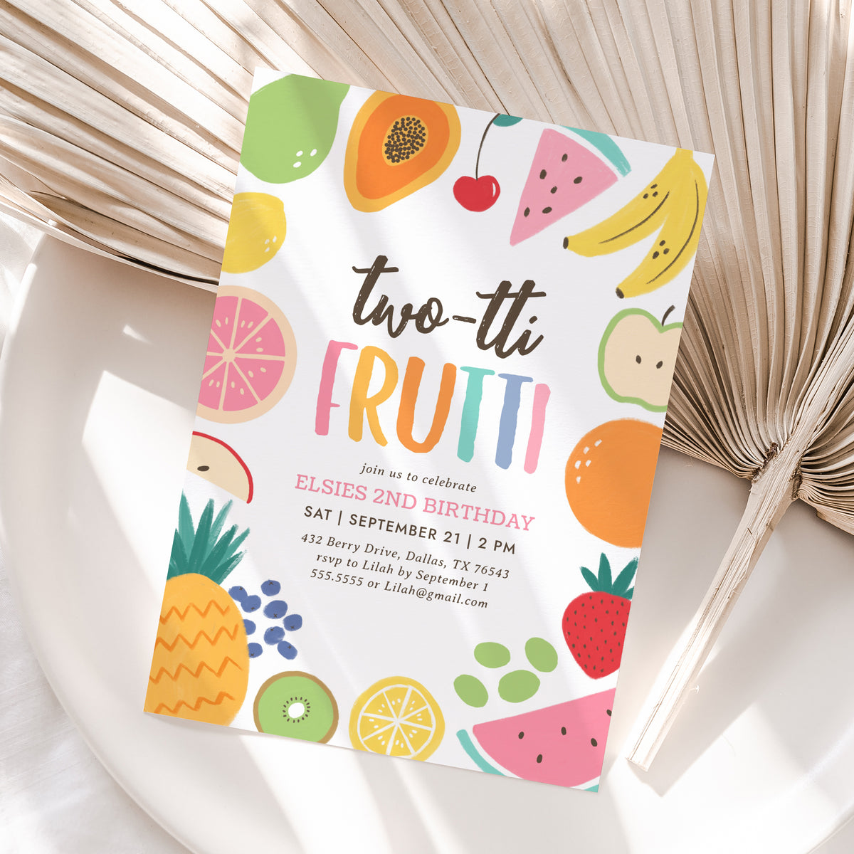 Editable Fruit Birthday Invitation Template