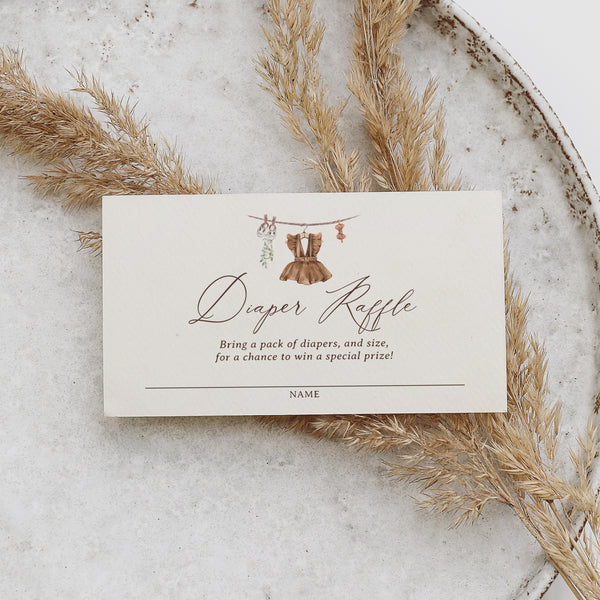 Boho Girl Baby Clothes Diaper Raffle Ticket Template - Little Folk ...