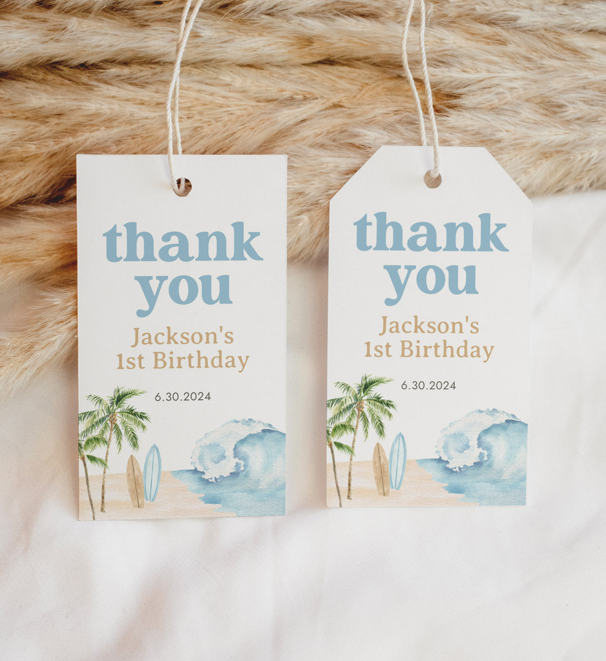 Editable Surf Birthday Favor Tag Template
